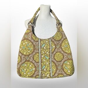 Vera Bradley Hobo Purse Large Green Bird Print Sittin in a Tree Retired Pattern